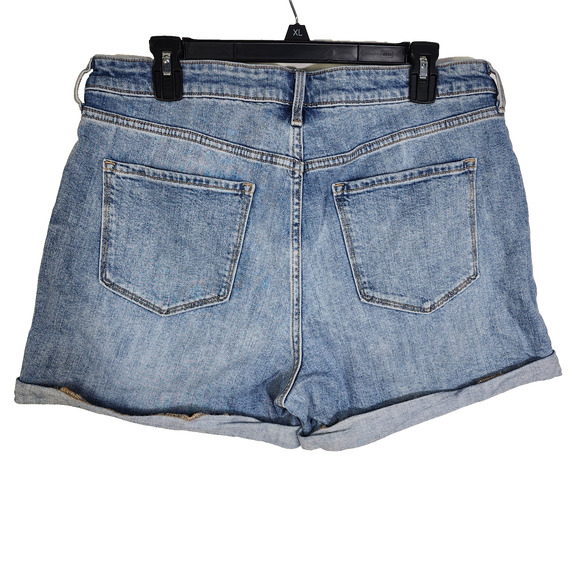 Old Navy Womens Jean Shorts 14 High Rise Super Slim Pocket Blue Denim Button Up - Picture 2 of 7